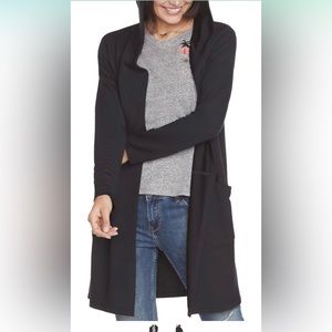 Skechers women’s Restful Hoodigan cardigan size Large, black. Hood and pockets.